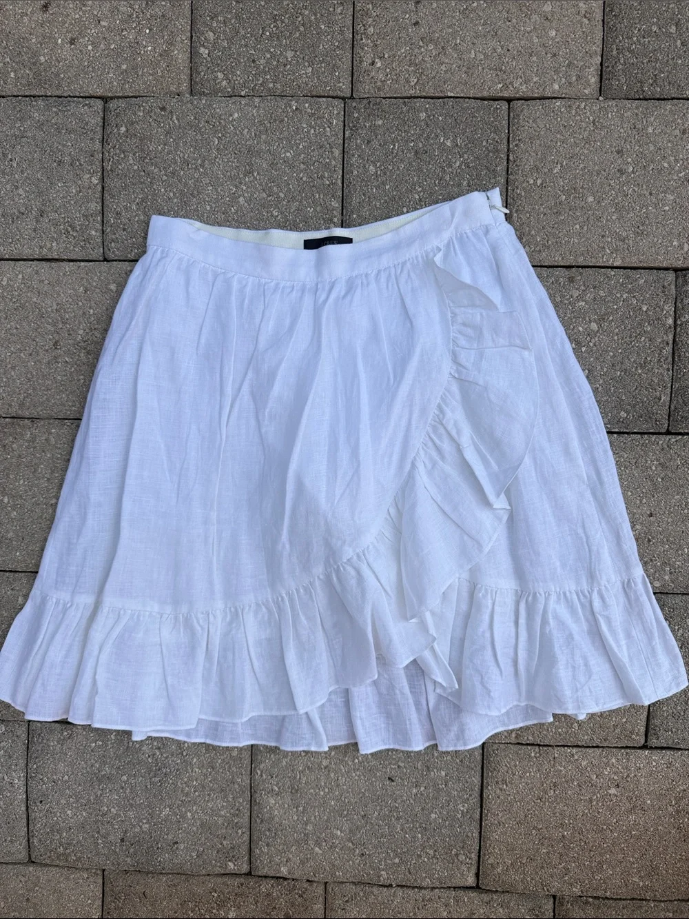J. Crew White Ruffled Circle Skirt